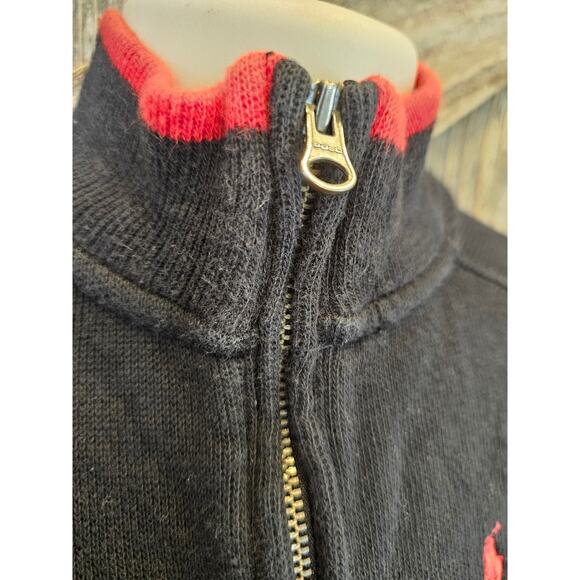 Polo size 2T black red 1/4 zip pullover knit sweater warm preppy boys winter - Picture 2 of 7